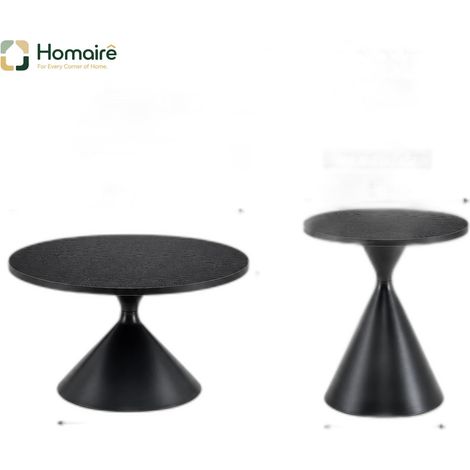HOMAIRE Ensemble de tables basses rondes noir, Ø70 & Ø50 cm, moderne (1/5)