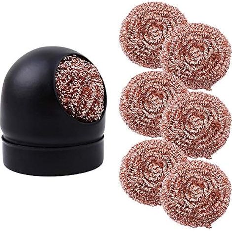 Nettoyeur d'embout de fer noir + 6 boules de nettoyage pour soudure, fil de nettoyage et support en laiton (1/5)