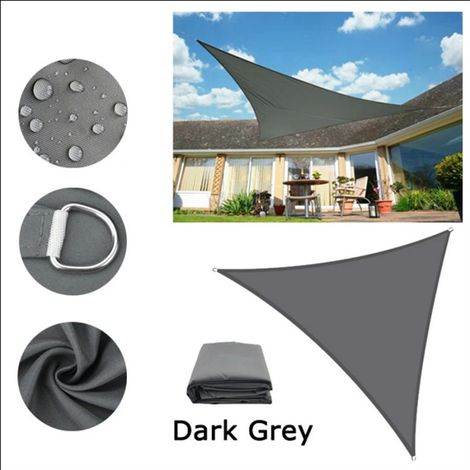 Voile d'ombrage Imperméable Triangulaire 3x3x4,25m Toile Ombrage UV Protection pour Terrasse Extérieur Jardin -Gris (1/5)