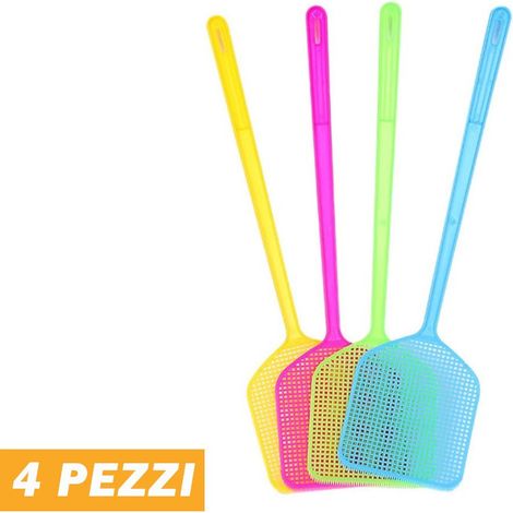 TrAdE Shop Traesio - 4 Pz Paletta Abbattimosche Abbatti Mosche Scaccia Insetti Colori Assortiti 45 Cm - (1/5)