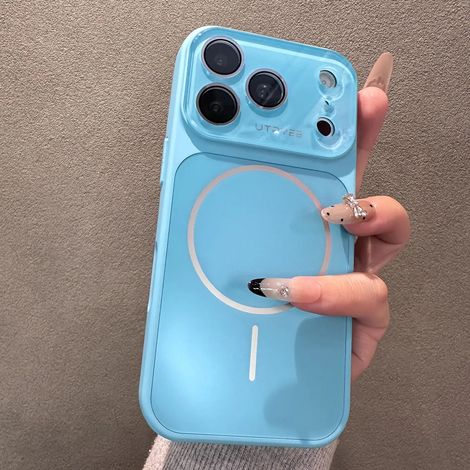 Coque de téléphone magnétique à chargement par aimant, en silicone souple antichoc, compatible iPhone 15 bleu vif. (1/5)
