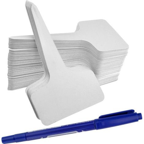 100er-Packung Pflanzenetiketten aus Kunststoff, T-Etiketten, weiß