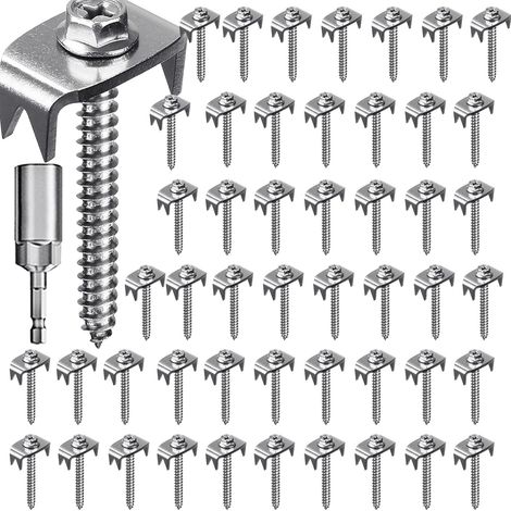 Wire fence staples - reusable fence nails, wire fence staple screws, fence post screws for soft wood, fence nails, fence fasteners, 50 pieces