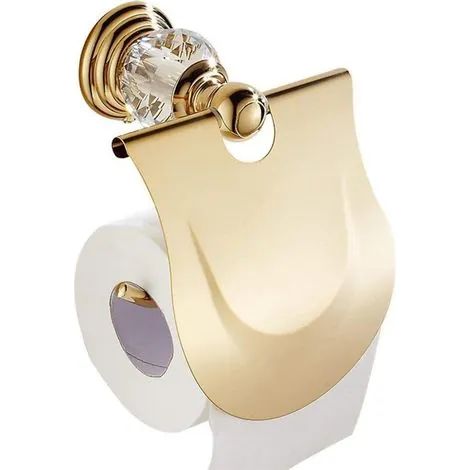 Porte-serviettes suspendu simple plaqué or pour salle de bain, porte-serviettes en papier doré (1/3)