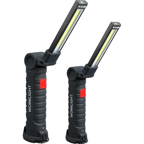 Lot de 2 Lampes d'Atelier LED Rechargeables - Torches de Poche COB Magnétiques et Pliables - 5 Modes d'Éclairage (Grand Forma (1/5)