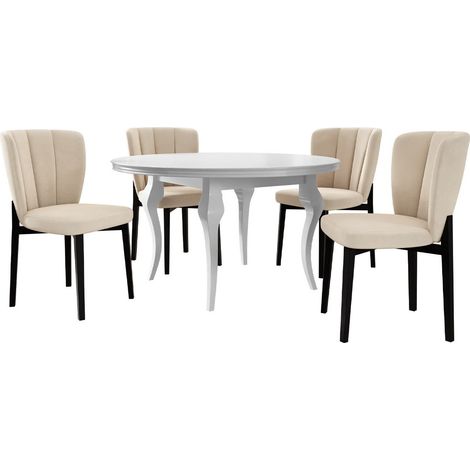 Conjunto de mesas y sillas para comedor Racine 141, Magic Velvet 2250, 76x0x0cm, Diámetro: 120, Número de asientos: 4, Estilo: Contemporary