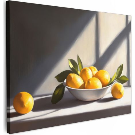 CUADRO EN LIENZO Limones - Naturaleza muerta - Amarillo Lienzo Modernos 80x60 cm