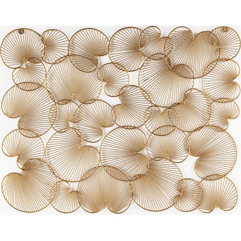 Sculpture murale dorée en métal design contemporain élégant - doré brillant élégant (1/3)