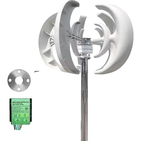 Generador de turbina eólica, diseño de eje vertical, fuente de energía renovable, con control híbrido, 3000 W-e, 24 V-b (1/2)