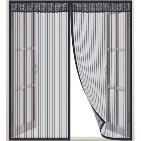 1pc Magnetische Fliegengittertür für Fenster 130x150CM Magnetischer Türvorhang Automatisches Schließen Schwarz (1/4)