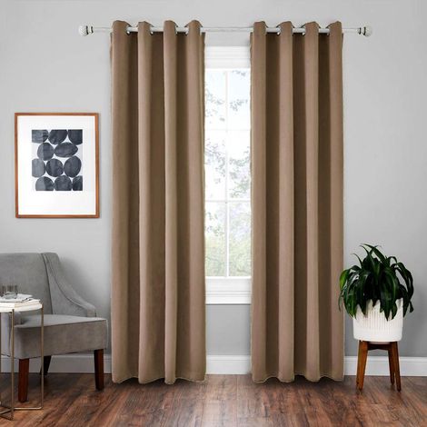 Rideaux Occultants Thermiques ,Taupe Rideau Salon à Oeillets Draperies Isolant Anti Froid Lneux Bloquer pour Mieux Sommeil, 2x L 107 X H 160 cm,Taupe (1/5)