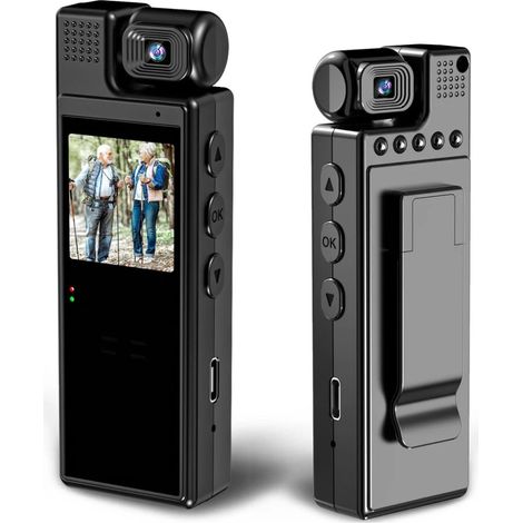 HD 1080P Mini-Körperkamera, 180°-Drehung, 6 Stunden Akkulaufzeit, Bewegungserkennung, Nachtsicht (1/5)