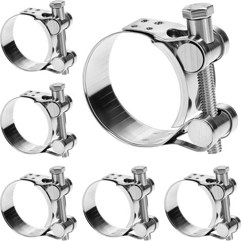 6 Pièces 36-39mm collier echappement, collier de tuyau en acier inoxydable 304, pour échappement de moto, tuyau à essence (1/5)