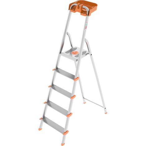 Colombo Scala Pieghevole Alluminio Attica 3/4/5/6/7/8 Gradini Senza Rivetti  Scala 5 Gradini Robusta con Piattaforma e Vaschetta Portautensili  Portata 150kg  Conforme EN131 TÜV-GS  Made in Italy (1/5)