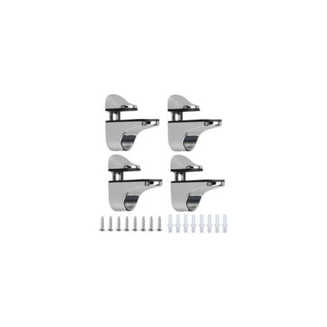 Soportes para estantes de vidrio de 4 piezas, ajustables, de aleación de zinc pulido, para estantes de baño de vidrio y madera de hasta 3-23 mm de grosor - Crezuo