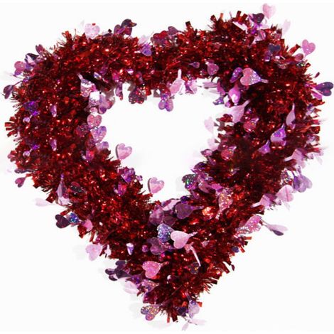 Guirlande En Forme De Cœur - Décoration Murale Fenêtre Intérieur Extérieur - Pour Mariage Anniversaire Fête - 30 x 35 cm - Rouge Violet - Lot De 1 (1/2)