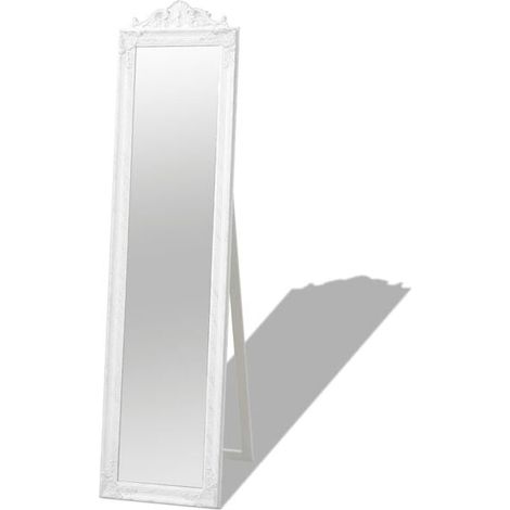 Miroir sur pied de style baroque, 160 x 40 cm, blanc (1/5)