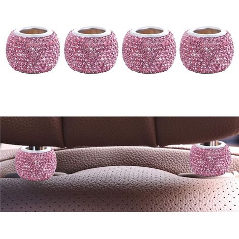 4 Colliers de réparation de voiture Pack ， Colliers de repos de tête de voiture Anneaux Decor Bling Crystal Diamond (rose) (1/5)