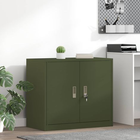Aufbewahrungsschrank Olive Grün 80 x 40 x 70 cm Stahl (1/5)