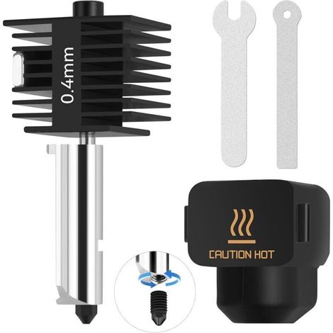 A1 Mini High Temp&Fast Speed Hotend 0.4mm avec Groove and Wrenches Buse en Acier Trempé+Bloc Chauffant en Laiton Chromé+Chaussette en Silicone Compatible with Bambu Lab A1&A1 MiniI mprimantes 3D (1/4)