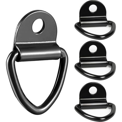 4 anelli di fissaggio - Anelli di fissaggio a V - Ancoraggio - Gancio di ancoraggio a V per rimorchi, camion, auto, barche, kayak - Nero, capacità di carico 450 kg (1/5)