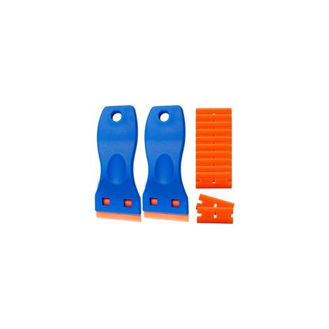 Grattoir Plaque Vitrocéramique, 2 Grattoir Plastique 100 Raclettes pour Enlever Les Étiquettes, a Colle, La Peintureautocollants et Décalcomanies, Nettoyage de Vitres, Bleu