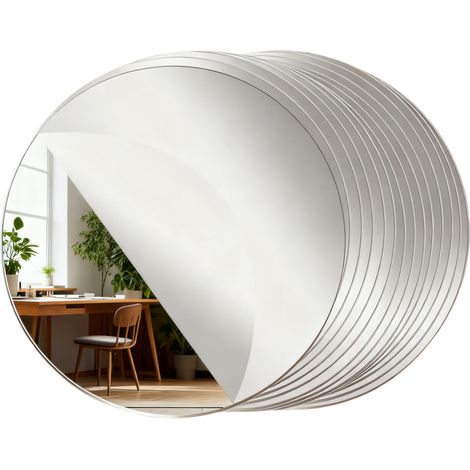 Miroir décoratif acrylique rond 20cm – Lot 14 – Idéal Mariage/Mur/Salon/Chambre – Loisirs créatifs DIY (1/5)