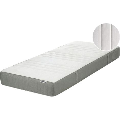 Colchón de espuma viscoelástica medio con funda extraíble de poliéster blanco y gris 90 x 200 cm Fancy (1/5)