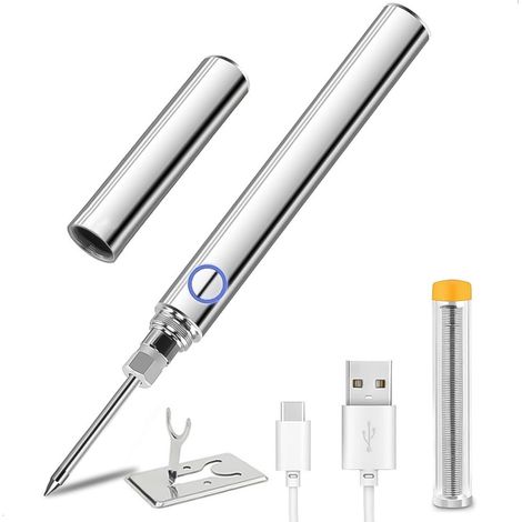 Fer a Souder Etain Sans Fil, Kit de Soudure 15W Temperature Réglable 200°C-450°C, Rechargeable USB, pour Réparation Soudage Brasage (1/5)