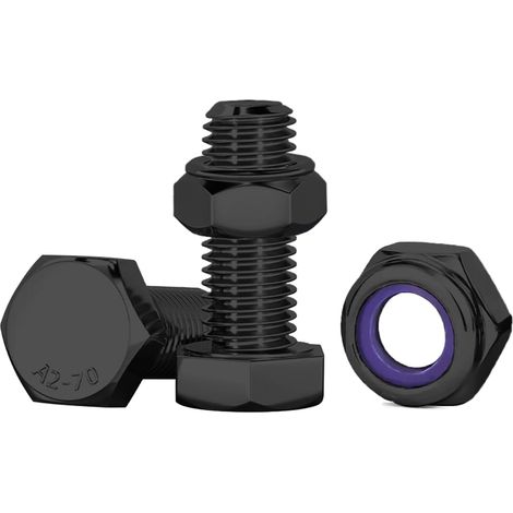Boulons Et écrous M8, 10 Pcs Noir Boulons à Six Pans Avec écrous Assortiment M8 X 20mm Acier Inoxydable A2 V2A Vis Inox Et écrous Pour Meubles, Voitures, Vélos, Bateaux, Impression 3D (1/5)