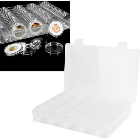 100 Capsules Transparentes pour Pièces de 17/20/25/27/30mm - Boîte de Rangement et Protection (1/5)