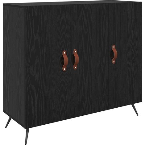 Maison Exclusive - Credenza Rovere Nero 89,5 x 34 x 80 cm Legno multistrato