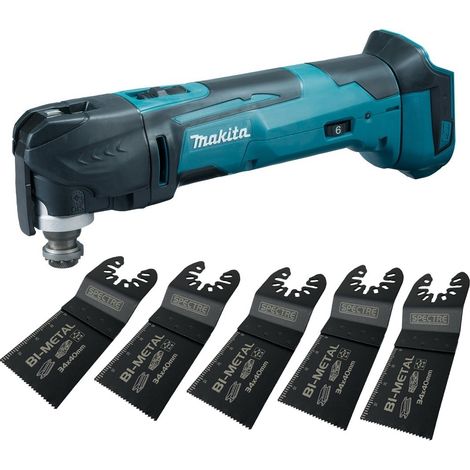 Makita DTM51Z 18v Lithium Multi Tool Keyless Blade Change + 5 BIM Plunge Blades (1/4)