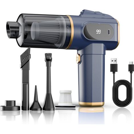 Aspirateur de voiture sans fil, argenté, aspiration puissante, portable, rechargeable (1/5)