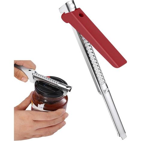 HAWUJ Ouvre Boite de Conserve, Ouvre Bouteille et Tire Bouchon Multifonctions, Ouvre Bocal Sans Effort et Gadget (rouge) (1/5)