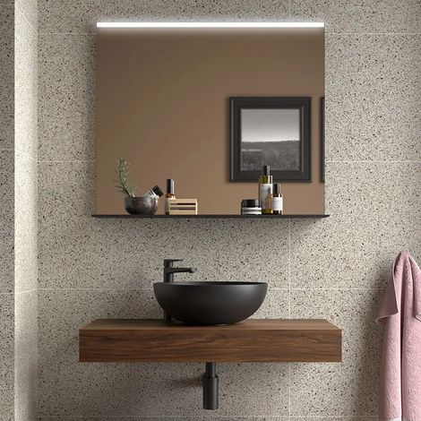 Mensolone bagno 80 cm sospeso in noce maya - Sumo (1/3)