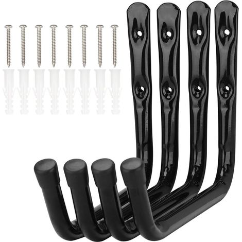 Set mit 4 Garagen-Aufbewahrungsleiterhaken, 20 cm Arme, stabile Wandhalterung, Fahrradständer, Hängeorganizer, 20 kg Tragfähigkeit (20 x 14,5 cm)