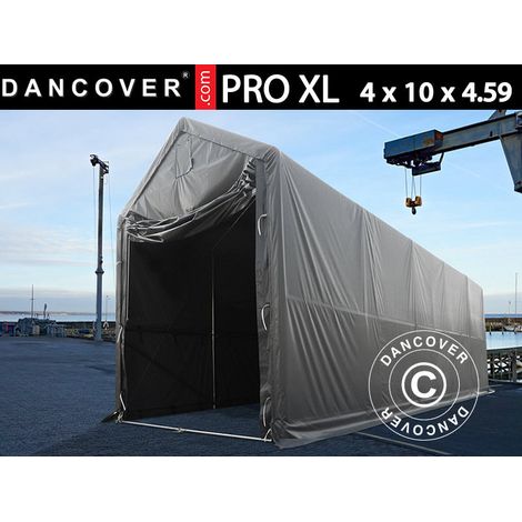 Carpa grande de almacén PRO XL 4x10x3,5x4,59m, PVC, Gris - Dancover (1/2)