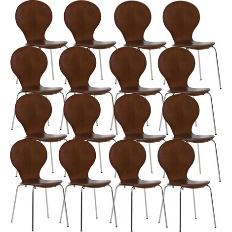 Set de 16 Sillas de Visita Diego Apilable Marrón (1/5)
