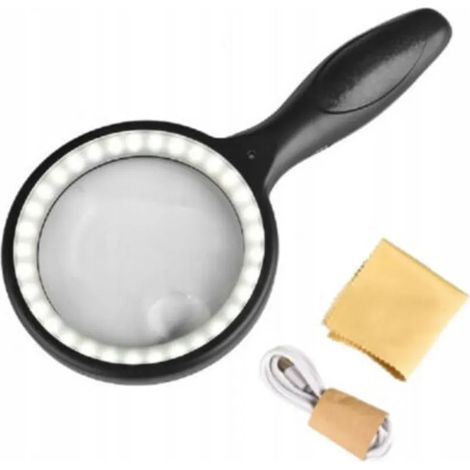 60-fache LED-Lupe mit integrierter Beleuchtung, Leselupe, Schmucklupe, Taschenlupe