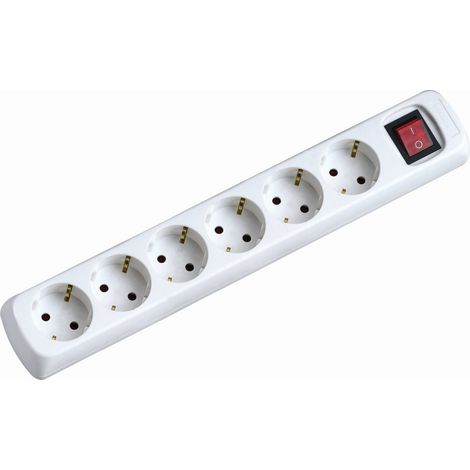 Garza Power - Regleta Base múltiple 6 de tomas con interruptor sin cable, Color Blanco