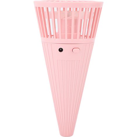 Mini ventilateur de table portable en forme de cône, à suspendre autour du cou, rose (1/5)
