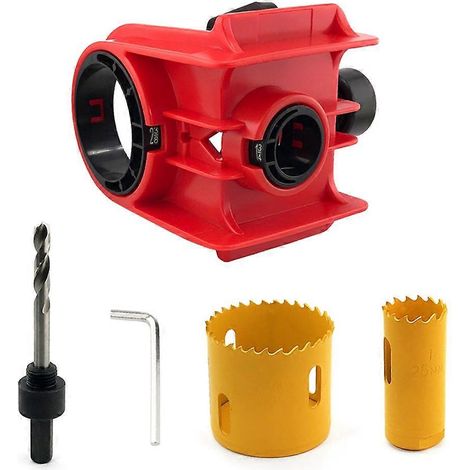 Kit d'installation de serrure de porte, pinces d'installation de serrure de porte pour portes en métal ou en bois, kit de perçage pour une installation facile de la serrure (rouge). (1/5)