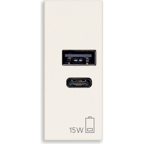 VIMAR 30292.AC15B - ALIMENTATORE USB A+C 15W 5V 1M BIANCO (1/2)