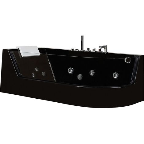 Vasca idromassaggio con vetrata ARIA - Nero - 1 posto - 263L - 80 x 170 x 57 cm