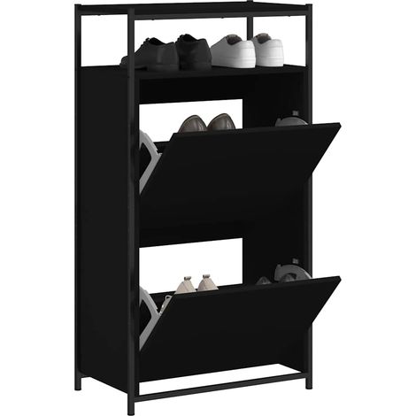 Schuhschrank Schwarz 60x34x112 cm Holzwerkstoff
