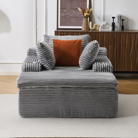 Canapé-lit de sol sans structure, canapé nuage moderne avec méridienne, canapé confortable pour salon avec 3 coussins et 1 couverture, sans assemblage requis, gris (1/5)