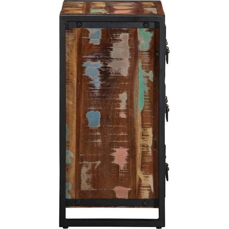 Buffet de Cuisine en Bois Massif Recyclé 50x35x70 cm, Meuble de Rangement Compact Style Rustique pour Salle à Manger ou Entrée (1/5)