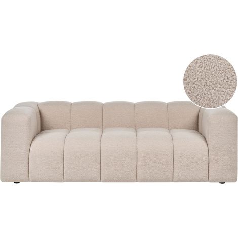 3 Seater Sofa Beige Boucle with Armrests Modern Japandi Style Living Room ANTOLA (1/5)