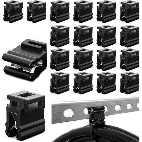 Lot de 20 clips en plastique pour serre-câbles, base de gestion des câbles pour bureau, maison et atelier (1/5)